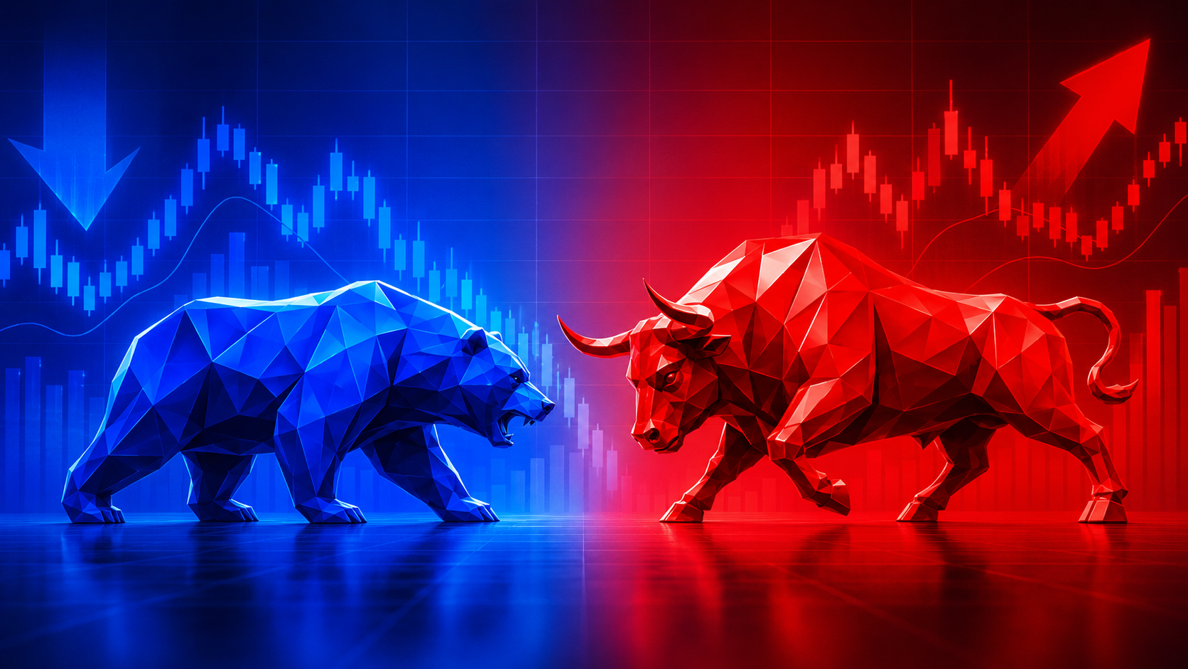 Bull and bear stock market illustration